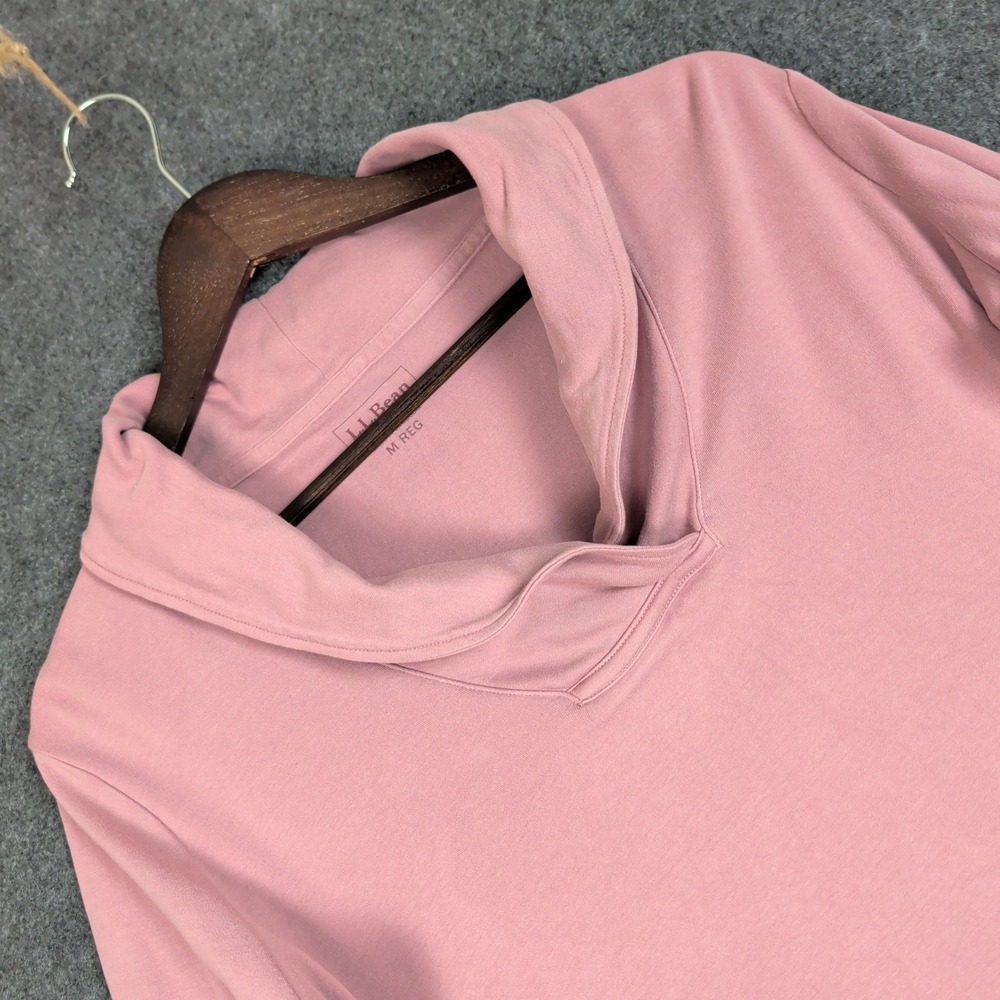 LL Bean Womens Pink Cowl Neck Long Sleeve Pullover Top Size M Regular